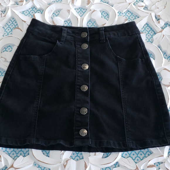 Almost Famous black high rise denim skirt size 3 - Picture 1 of 5